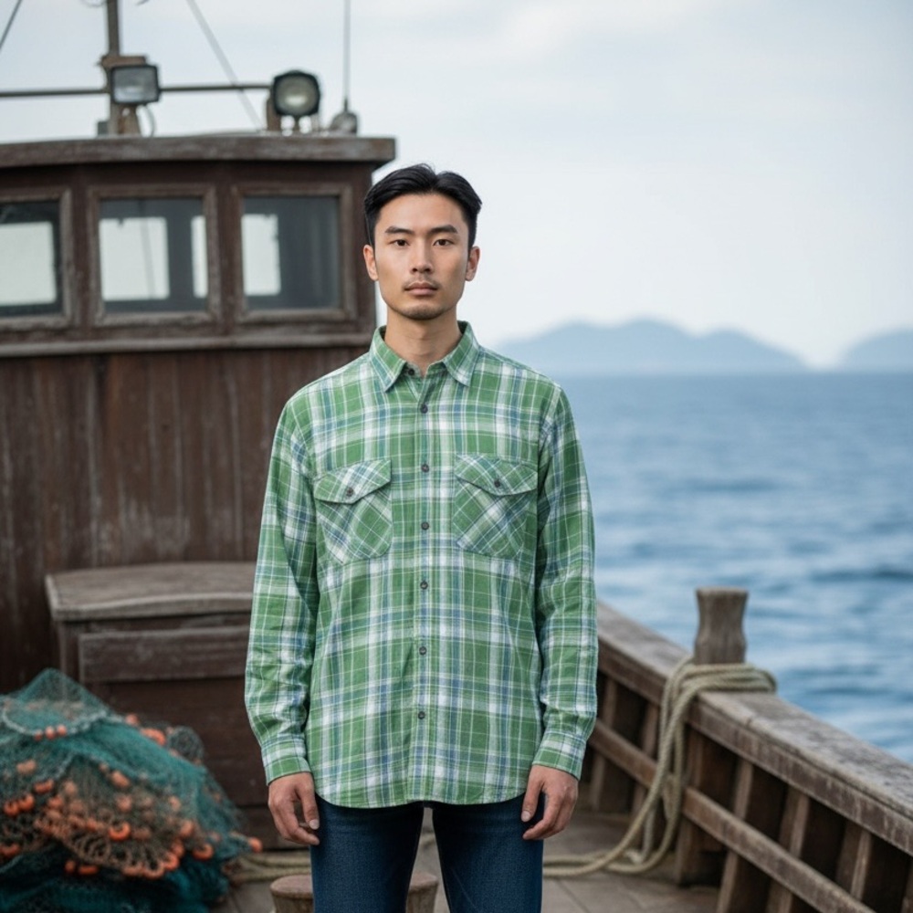 Orvis Trout Bum Men’s Large Green Plaid Nylon Technical Fishing Shirt Pockets